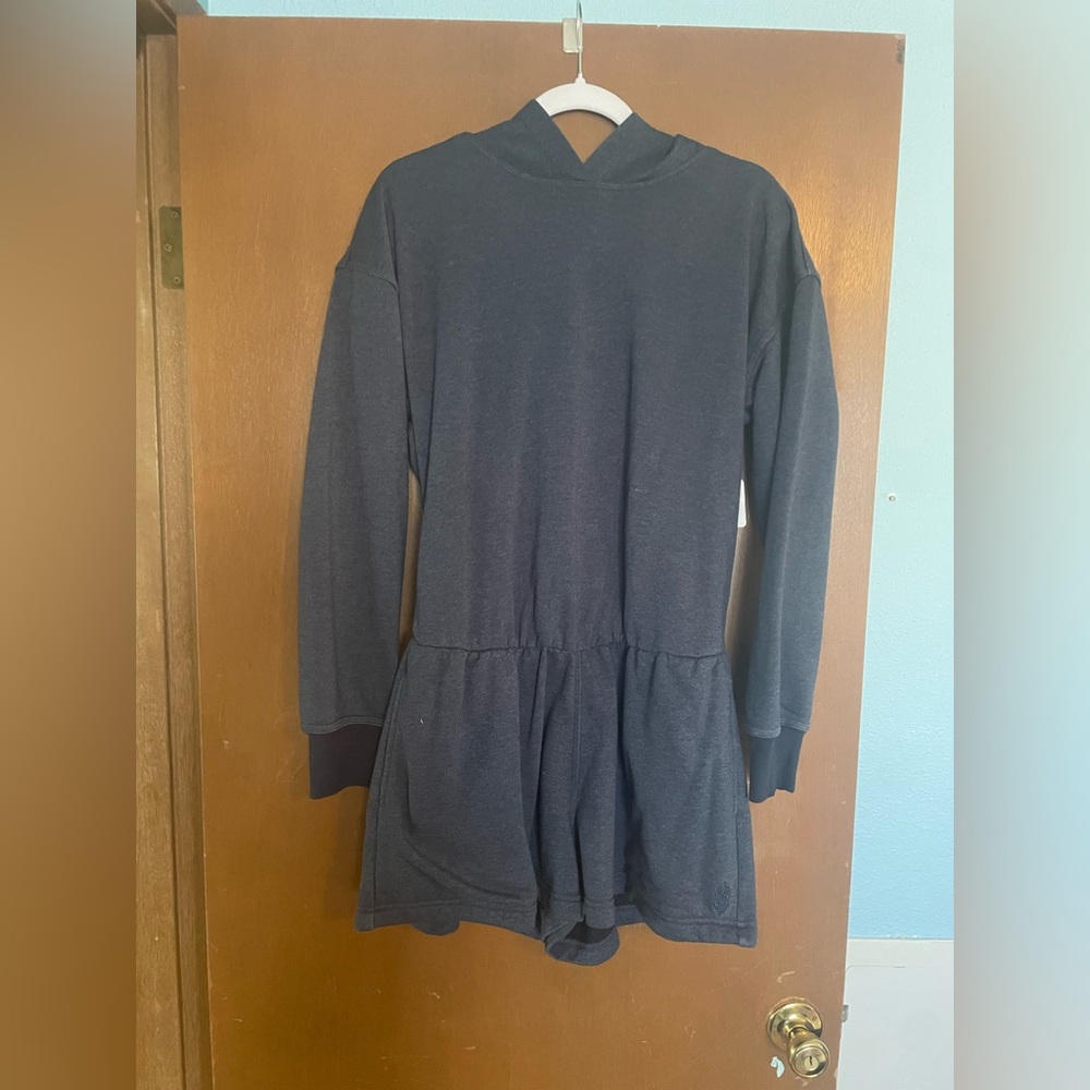 Navy Blue Long Sleeve Hoodie romper